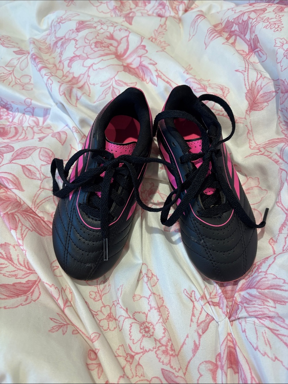 adidas Kids Black and Pink Lace-Up Sneakers